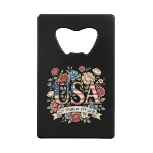 250 Jaar Amerika Verjaardagsbloemen USA 250e Bi Kredietkaart Flessenopener