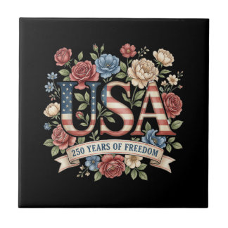 250 Jaar Amerika Verjaardagsbloemen USA 250e Bi Tegeltje