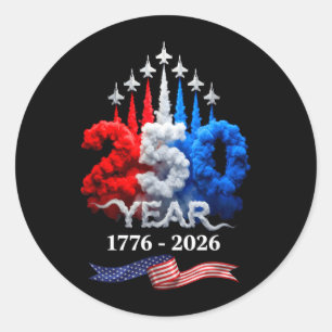 250 Jaar Amerikaans 1776 2026 250e Verjaardag 4e Ronde Sticker