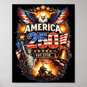 250 jaar Amerikaans 1776 2026 250e verjaardag USA Poster