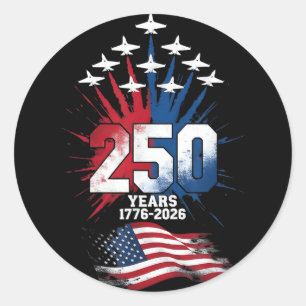 250 Jaar Amerikaans 1776 2026 4 juli 250e VS Ronde Sticker