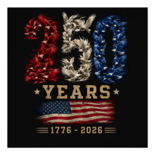 250 Jaar Amerikaanse Adelaar Vlag Patriottisch Perfect Poster