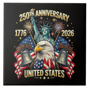 250 Jaar Amerikaanse Viering 1776-2026 USA Vlag Tegeltje