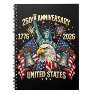 250 Jaar Amerikaanse Viering 1776-2026 VS Vlag Notitieboek