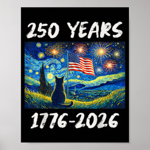 250 Jaar Amerikaanse Vlag 1776-2026 Kat Sterrennac Poster