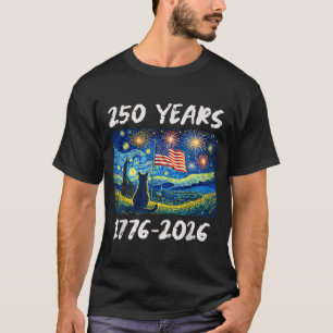 250 Jaar Amerikaanse Vlag 1776-2026 Kat Sterrennac T-shirt