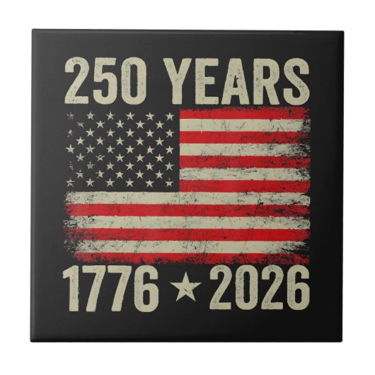 250 Jaar Amerikaanse Vlag 1776-2026 Tegeltje (Voorkant)