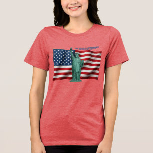 250 Jaar Amerikaanse Vlag met het Vrijheidsbeeld Tri-Blend Shirt