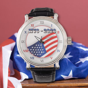 250 Jaar Amerikaanse Vrijheid 1776-2026 Patriotisc Horloge