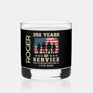 250 Jaar Dienst Patriottisch Jubileumontwerp Whisky Glas
