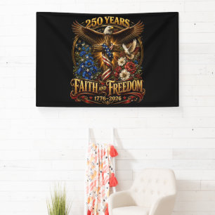 250 Jaar geloof en vrijheid Amerika Spandoek