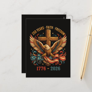 250 Jaar geloof en vrijheid patriottische adelaar Feestdagenkaart