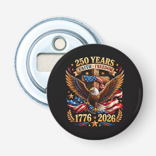 250 Jaar geloofsvrijheid Adelaar Patriottisch Button Flesopener