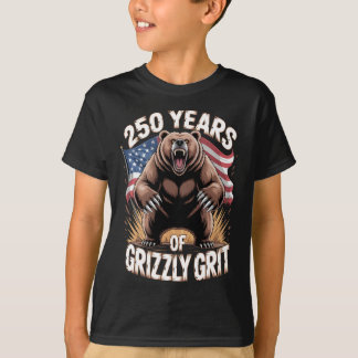 250 Jaar Grizzly Grit Patriottische Beer Kunst T-shirt
