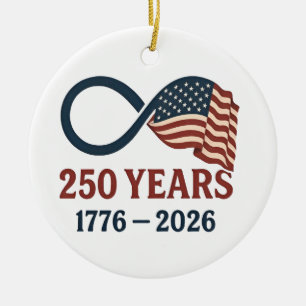 250 Jaar Jubileum 1776-2026 USA Patriottisch  Keramisch Ornament