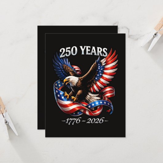 250 Jaar Jubileum Adelaar Amerikaanse Vlag Kaart (Voorkant / Achterkant in situ)