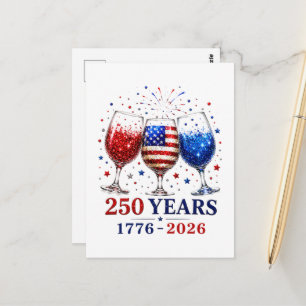 250 Jaar Patriottische Wijn Glas Viering Briefkaart