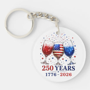 250 Jaar Patriottische Wijn Glas Viering Sleutelhanger