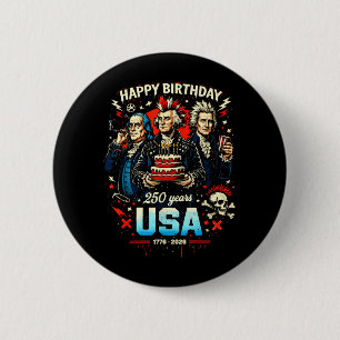 250 Jaar Punk Rock USA Founding Fathers 1776 4e Ronde Button 5,7 Cm
