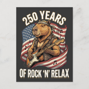 250 Jaar Rock 'N' Relax Capybara Rockster Briefkaart
