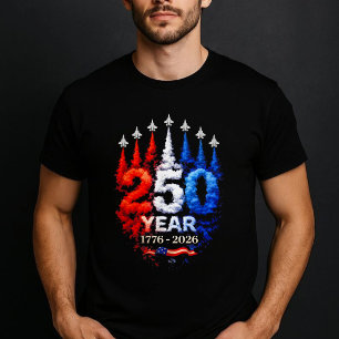 250 Jaar Rood Wit Blauw Rook Jets USA T-shirt