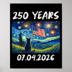 250 Jaar Sterrennacht Kat 4 juli 250ste verjaardag Poster