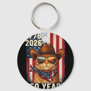 250 Jaar USA 1776-2026 Gemberkat Cowboy Sleutelhanger