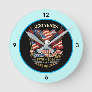 250 Jaar USA Patriottische Adelaar Ontwerp Ronde Klok