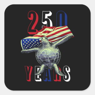 250 Jaar USA Patriottische Schildpad Vierkante Sticker