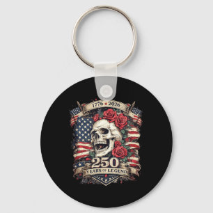 250 Jaar Van Legende Patriottische Schedel Roos Am Sleutelhanger