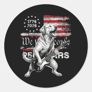 250 Jaar Vlag Labrador Speelt Gitaar - Grappig Ronde Sticker