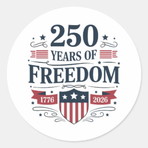 250 Jaar Vrijheid 1776 2026 250e 4 juli Ronde Sticker