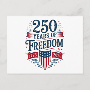 250 Jaar Vrijheid 1776 2026 4 Juli 250e Verjaardag Feestdagenkaart