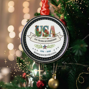 250 Jaar Vrijheid Botanische USA Zilver  Metalen Ornament