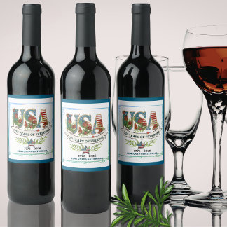 250 Jaar Vrijheid Elegante Botanische Wijnfles Wijn Etiket