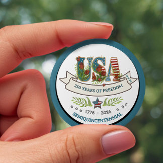 250 Jaar Vrijheid Elegante Patriottische Witte Bla Ronde Button 7,6 Cm