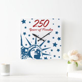 250 Jaar Vrijheid Gefeliciteerd Verjaardag USA Pat Vierkante Klok