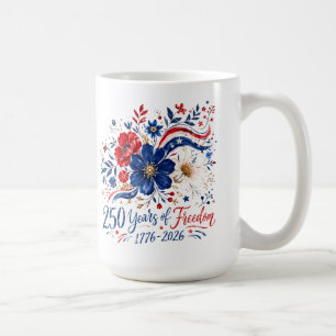 250 Jaar Vrijheid Patriottische Kleur Bloemen Koffiemok