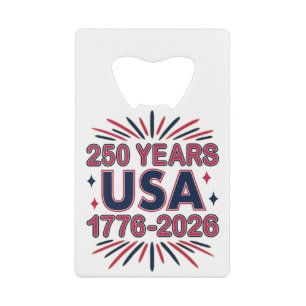 250 jaar VS 1776–2026 Semiquincentennial Kredietkaart Flessenopener