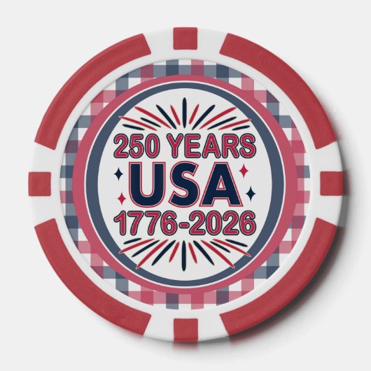 250 Jaar VS | 1776–2026 Semiquincentennial Poker Chips (Voorkant)