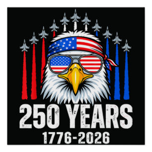 250-jarig jubileum USA Patriottische Adelaar 250e Perfect Poster
