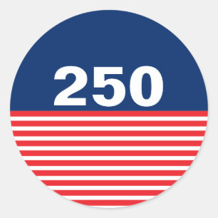 250 Rood Wit en Blauw USA Jubileum Ronde Sticker