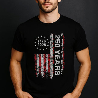 250 Years 1776 2026 Vintage USA Flag Patriotic T-shirt