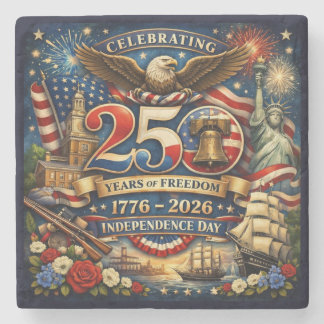 250 Years of Freedom (1776–2026) Stenen Onderzetter