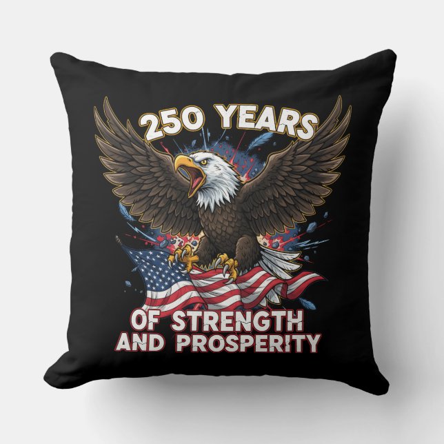 250 Years of Strength Eagle Patriotic Kussen (Voorkant)