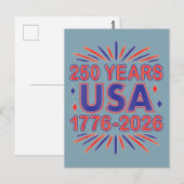 250 Years USA | 1776–2026 Semiquincentennial Briefkaart (Voorkant / Achterkant)