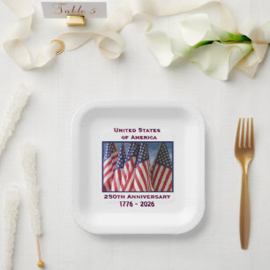 250e Jubileum USA Patriottische Vlaggen Plein Papieren Bordje