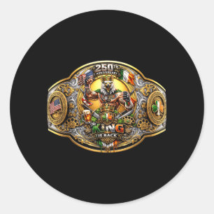 250e verjaardag Kamp Belt Patriottische Ierse VS Ronde Sticker