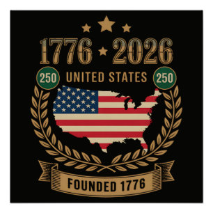 250e verjaardag Verenigde Staten van Amerika 250 V Perfect Poster