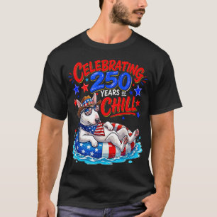 250e verjaardag vieren Chill 4e Juli VS Vlag Stier T-shirt